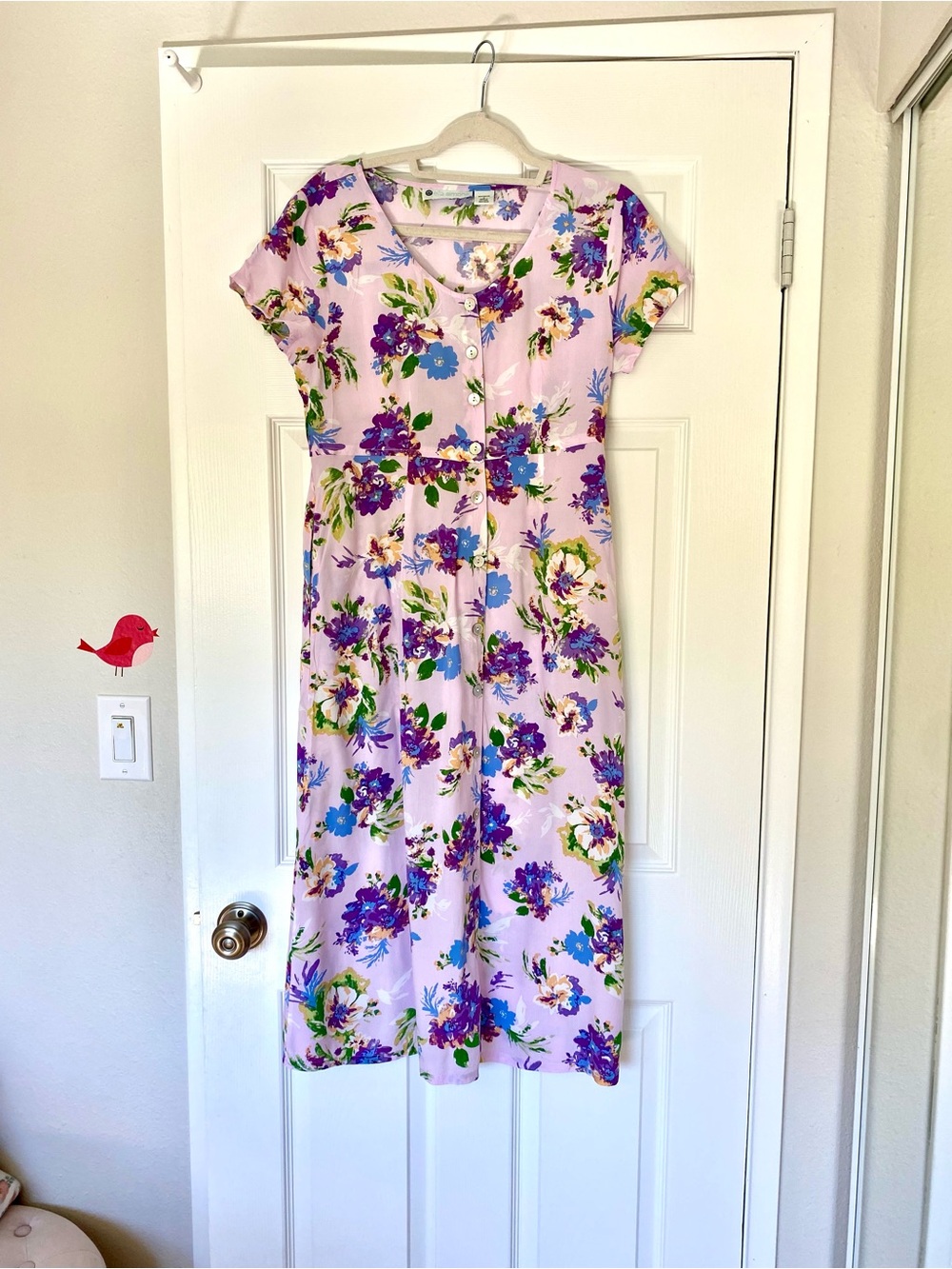 Ella Simone Floral Button-Front Women’s Dress in Light Pink Sz Small S
